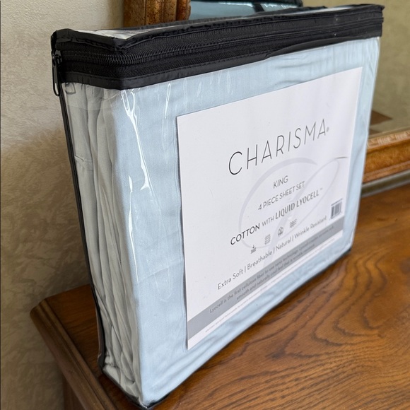 Charisma King 4 piece Sheet Set - Soft Blue - Picture 4 of 12